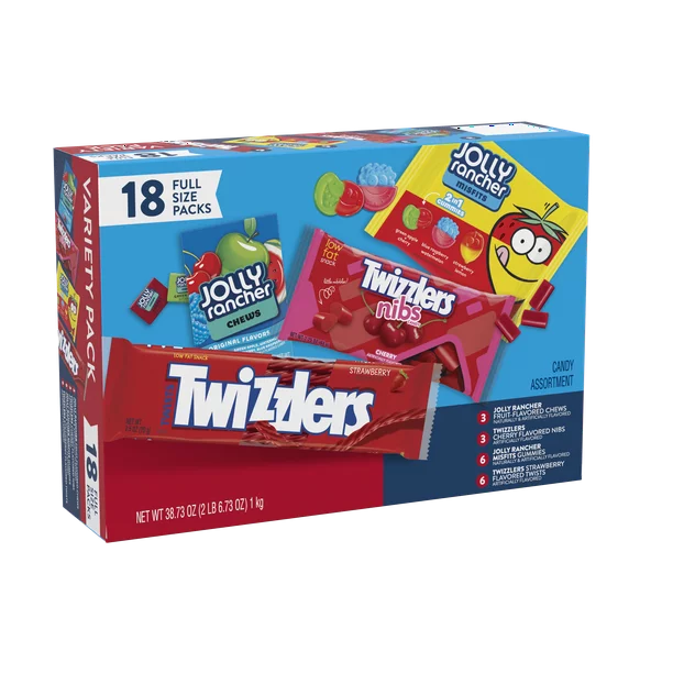 Twizzlers & Jolly Rancher Sweets Assortment Variety Candy Pack, 18 ct, 38.7 oz.