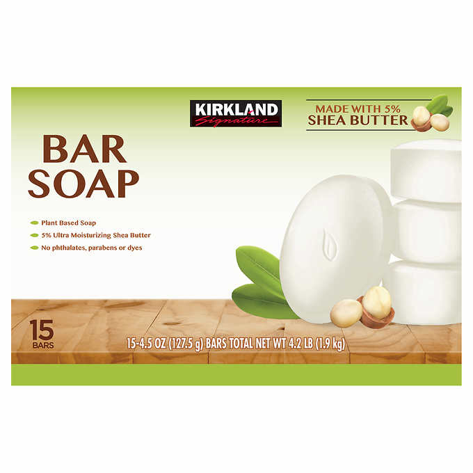 Kirkland Signature Bar Soap with Shea Butter, 15 Bars