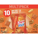 Chex Mix Snack Mix, Cheddar, 1.75 oz Bags, 10 Count