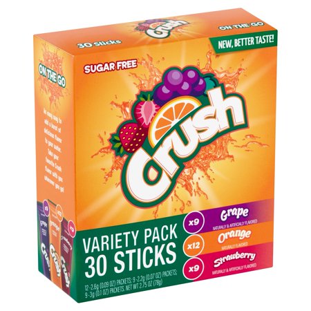 Crush Grape, Orange, Strawberry  Drink Mix Variety Pack, 30 count, 2.75 oz