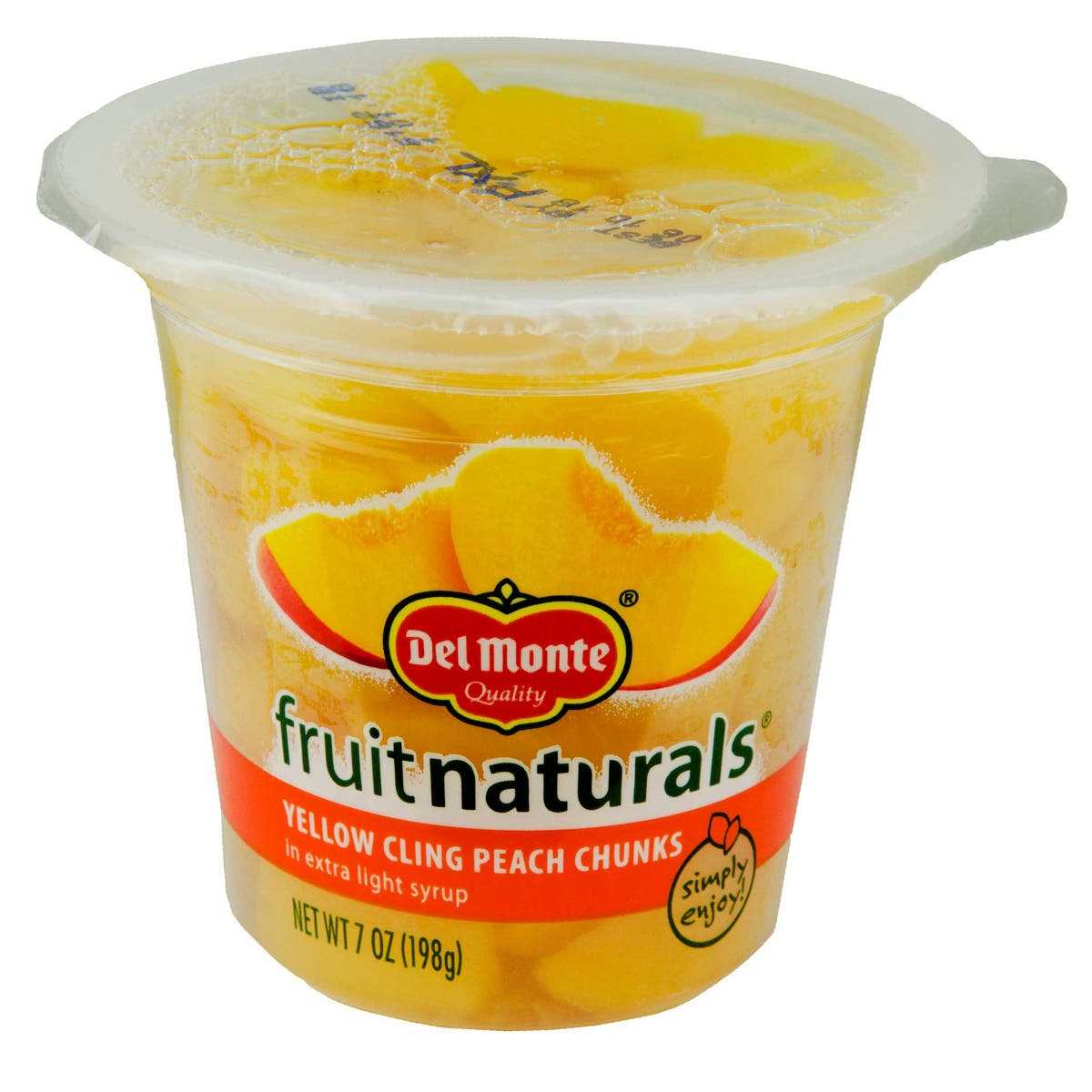 DEL MONTE FRUIT NATURALS W/ YELLOW CLING PEACHES IN LIGHT SYRUP 7 OZ