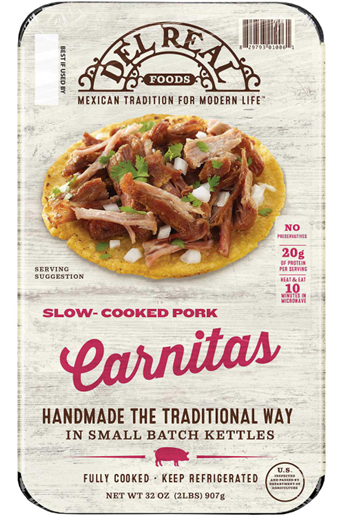 Del Real Foods Pork Carnitas, 32 oz