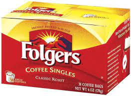 FOLGERS CLASSIC ROAST COFFEE SINGLES 6 OZ 38 BAGS