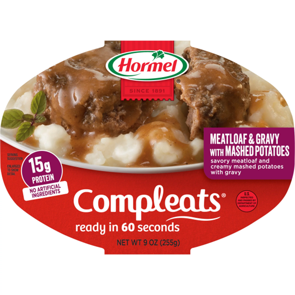 HORMEL COMPLEATS Meatloaf & Gravy With Mashed Potatoes Microwave Tray, 9 oz