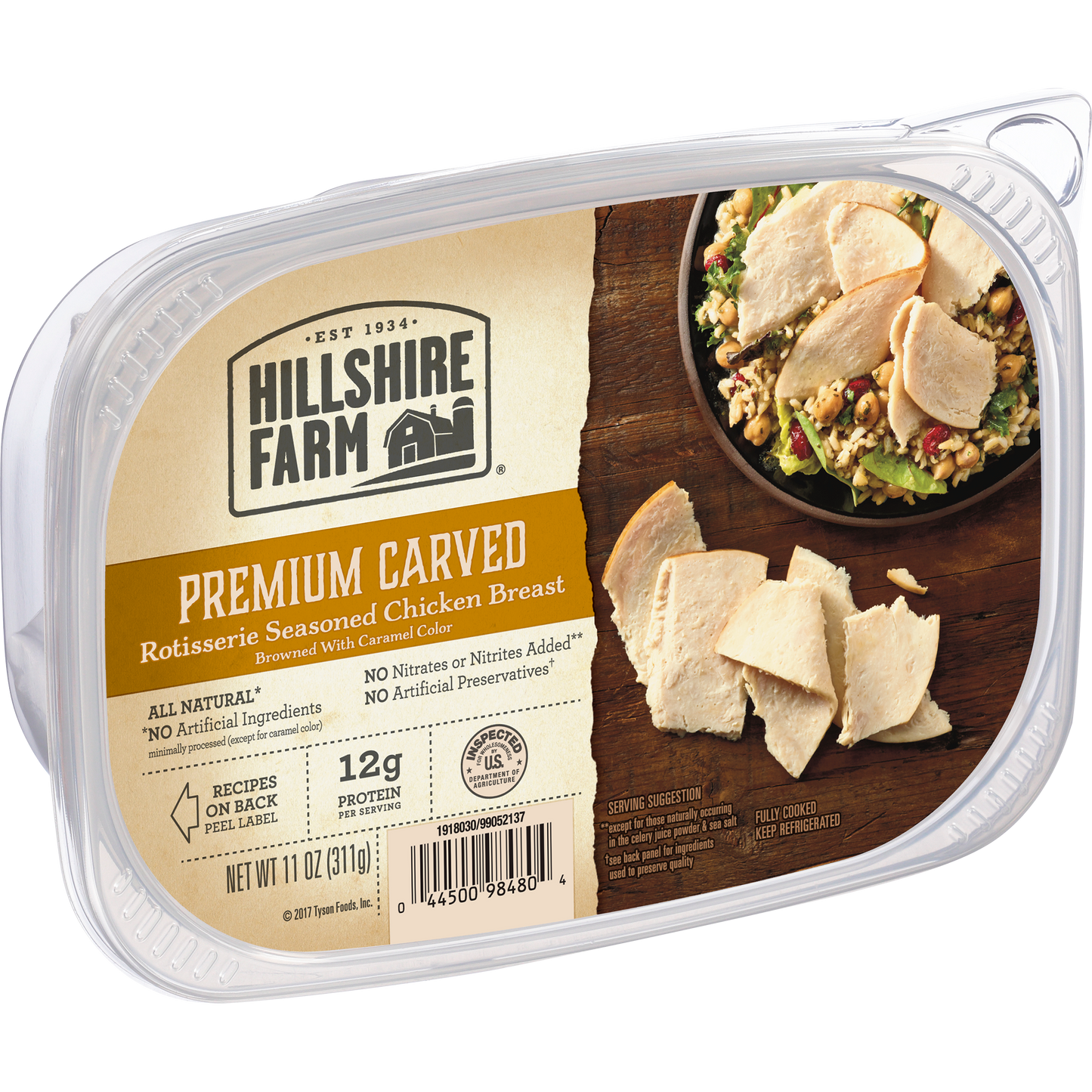 Hillshire Farm Premium Carved Deli Lunch Meat, Rotisserie Seasoned Chicken Breast, 11 oz