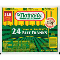 Nathan's Famous Skinless Beef Franks, 3 lbs.