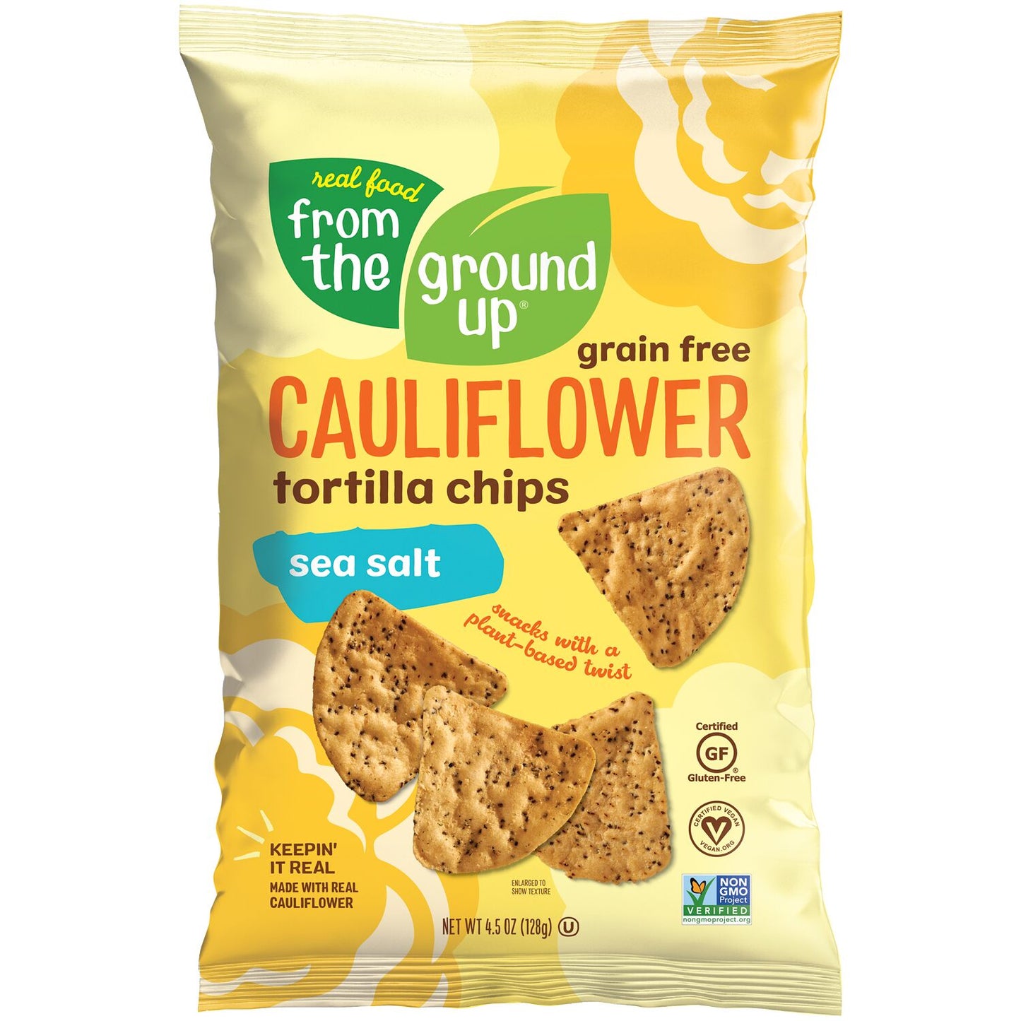 Real Food from the Ground Up Cauliflower Sea Salt Tortilla Chips, 10 oz.