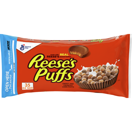 Reese's Puffs Cereal, Chocolate Peanut Butter, with Whole Grain, 35 oz
