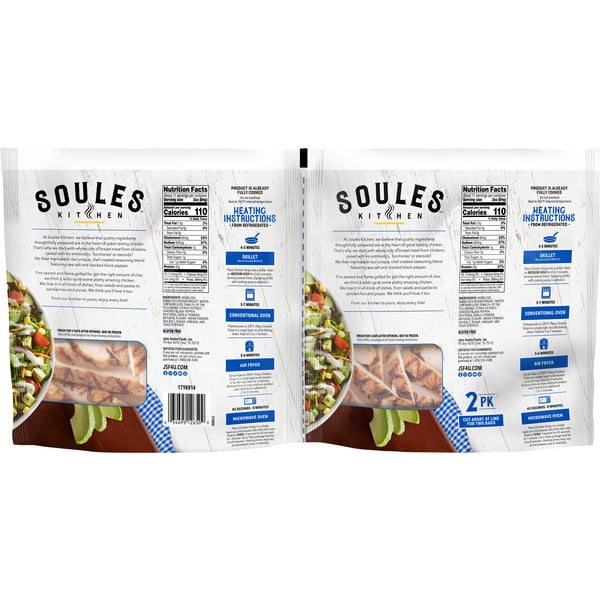 Soules Kitchen Flame Grilled Chicken, Strips Twin Pack 32 oz