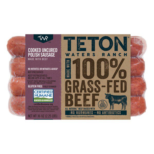 Teton Waters Ranch Uncured Grass-Fed Beef Polish Sausage, 2.25 lbs